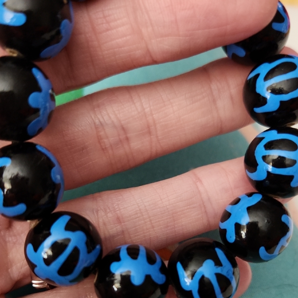 Handcrafted Black and Blue Beaded Bracelet